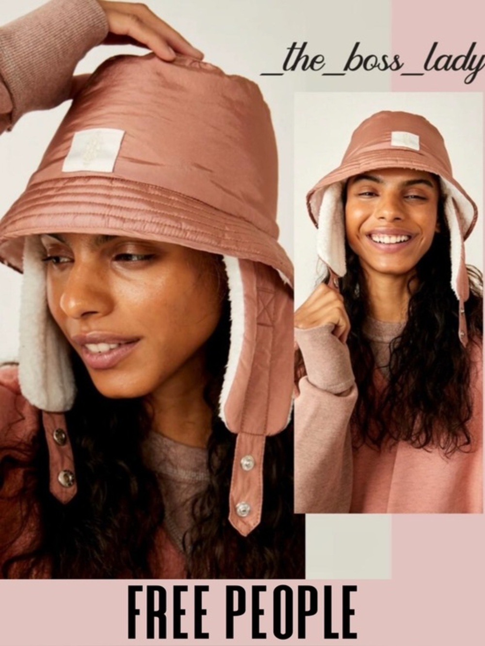 Free People sherpa bucket hat gorpcore reversible